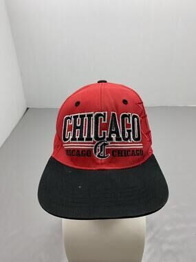 Hat Cap Strap Back One Size Red Black & White Chicago Baseball Mens Adjustable